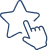 Contour bleu d'une étoile et d'un curseur de main pointant vers elle, suggérant une action de favori ou de sélection.