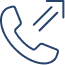 Icône bleue d'un combiné téléphonique avec des lignes et une flèche symbolisant le transfert ou le renvoi d'appel.